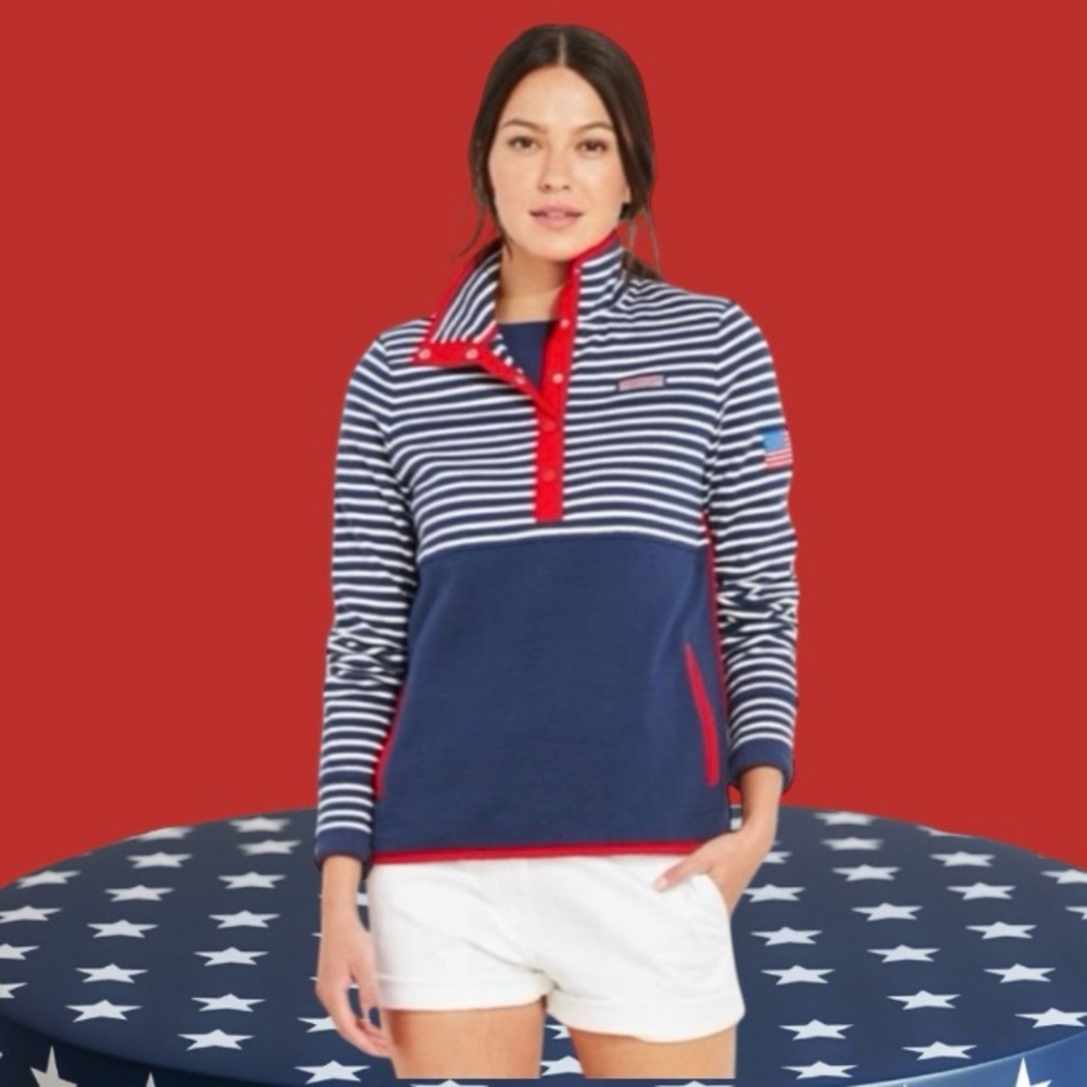 VINEYARD VINES AMERICANA 100% COTTON SNAP-PLACKET SHEP SHIRT POPOVER SZ SMALL - Picture 9 of 13